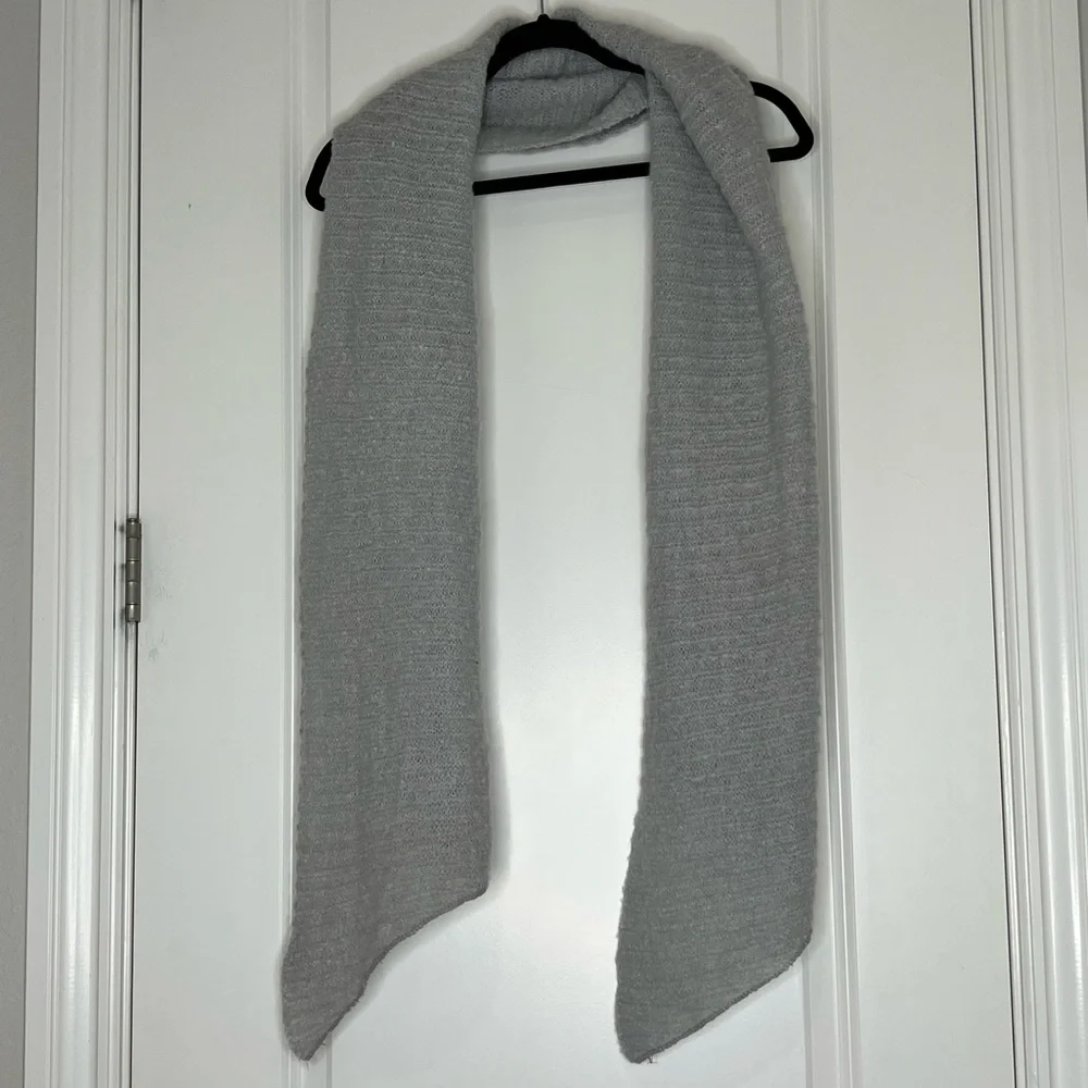 Gray Asymmetrical Thin Knit Scarf Gray NWT